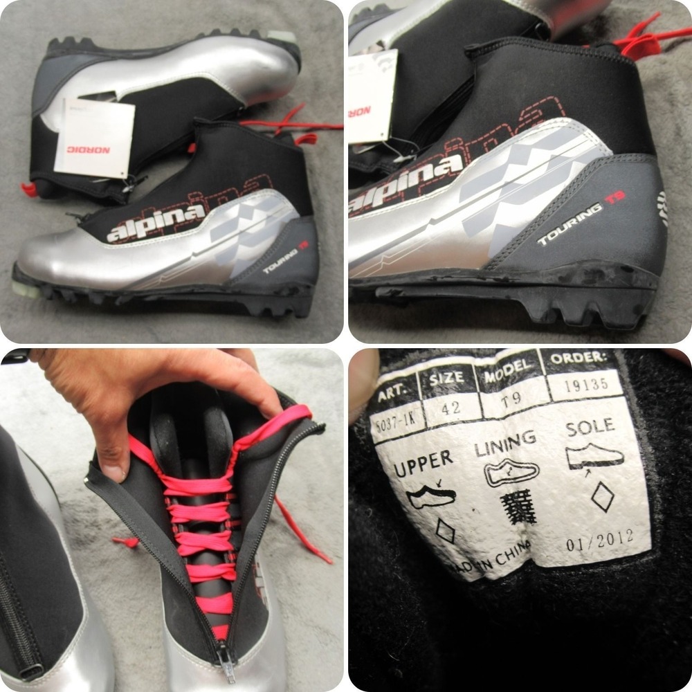 Alpina Mens 9 EU42 Ski Boots Black T9 Touring Cross Country Nordic Ski NWD